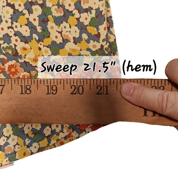 Central Falls Skirt Top Set Pull on Midi Wm Lg Button Up Yellow Floral Summer - Picture 16 of 16